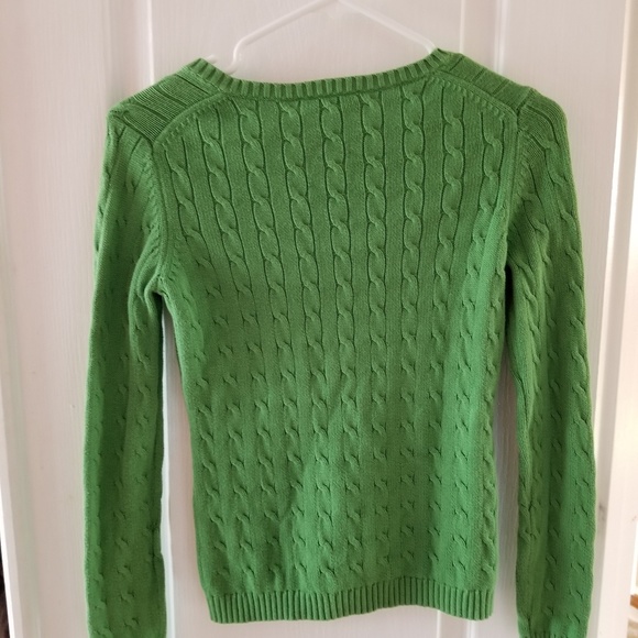 Ladies Ann Taylor loft green cable knit sweater - Picture 3 of 3